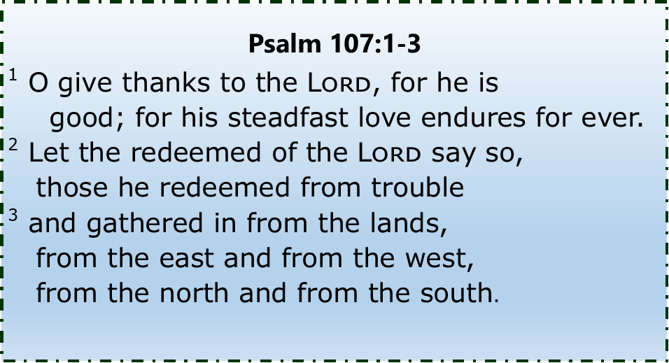 Psalm 107 1 to 3