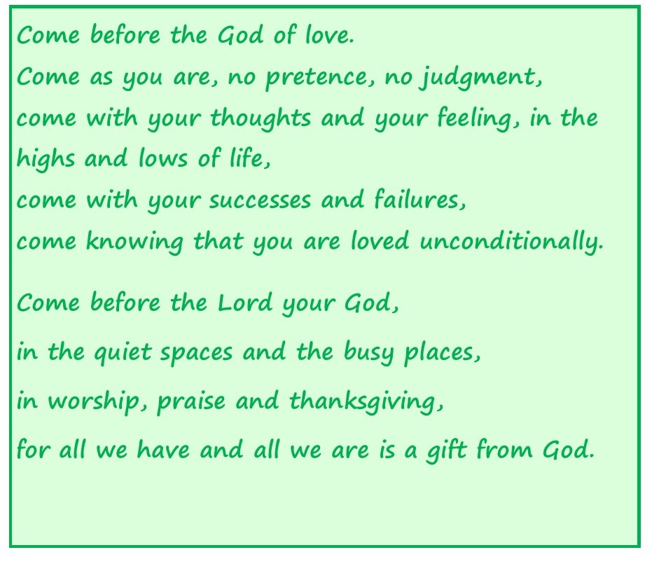 Call to Worship come as you ar