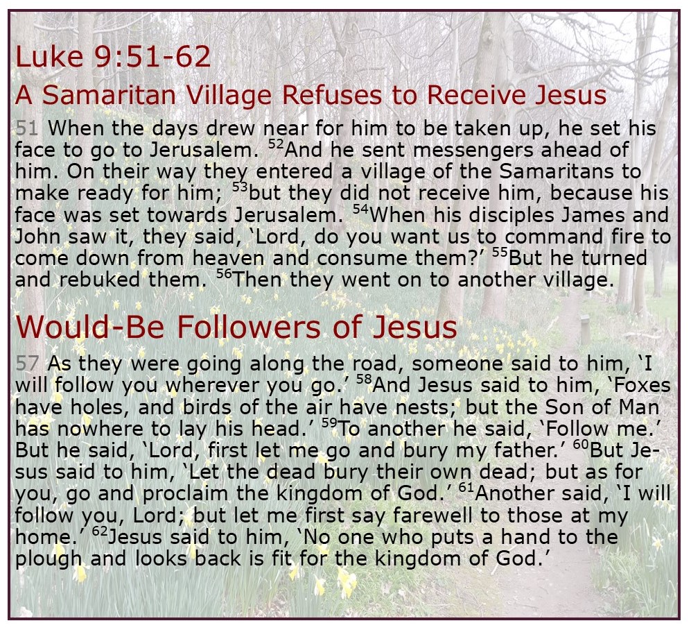 Luke 9 51 to 62