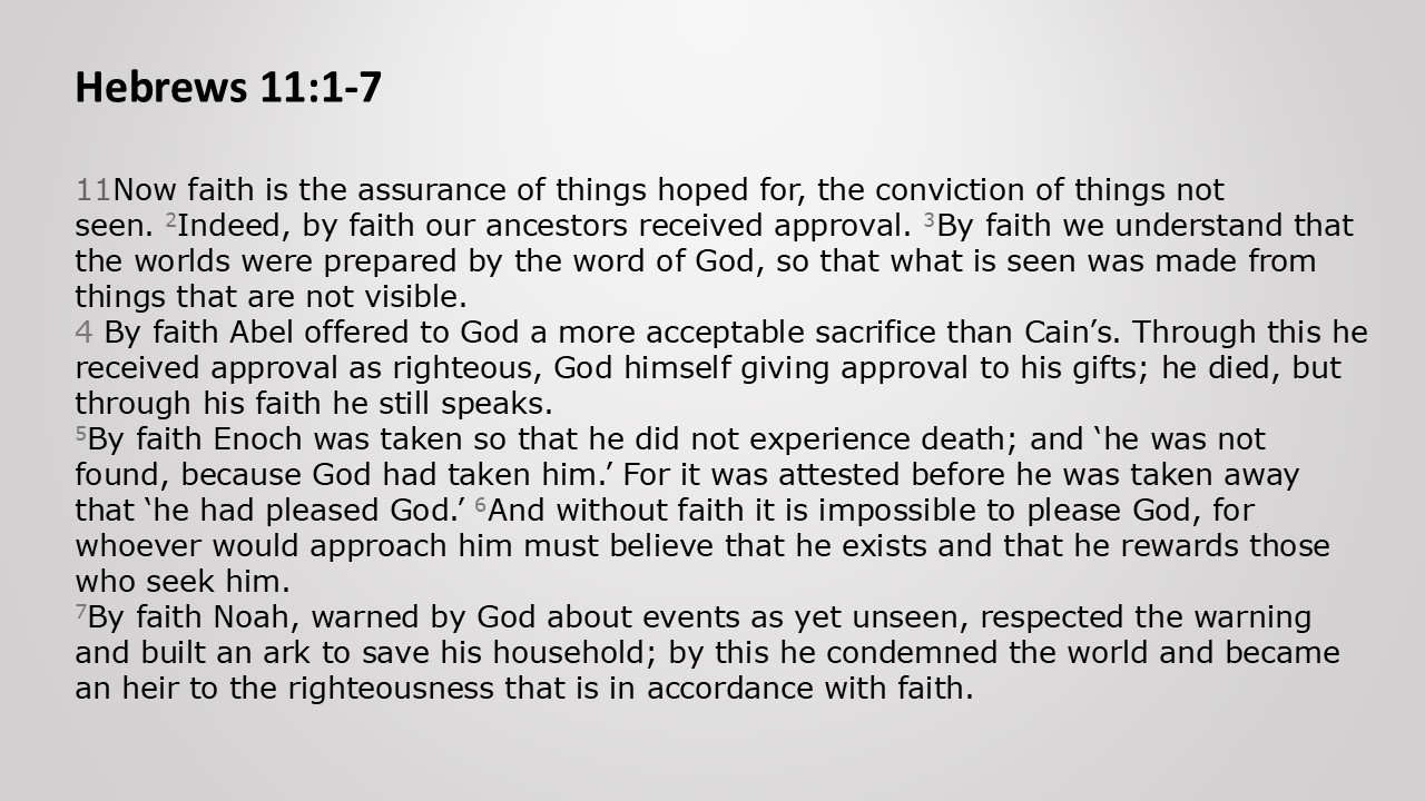 Hebrews 11 1-7